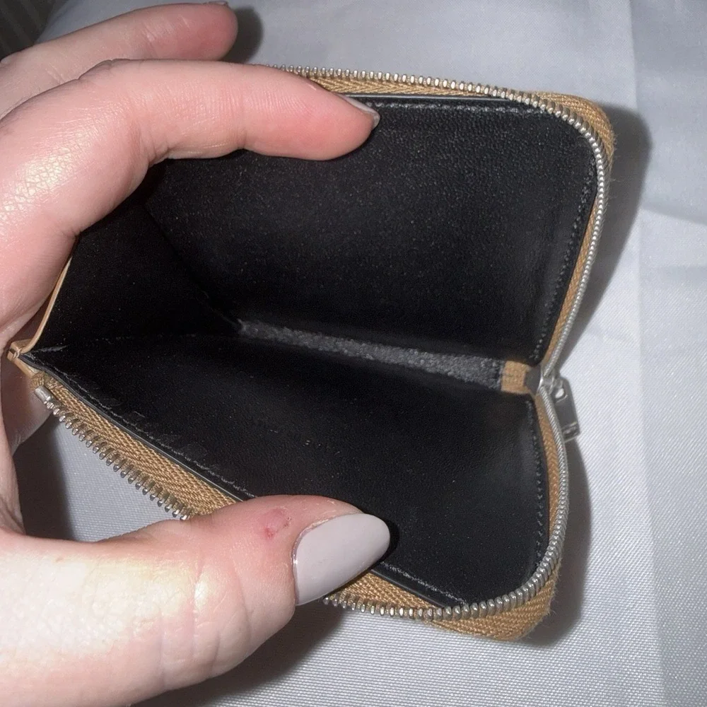 JIL SANDER Card Case Wallet Zip Around Coin Pouch Chestnut Brown Leather NWT